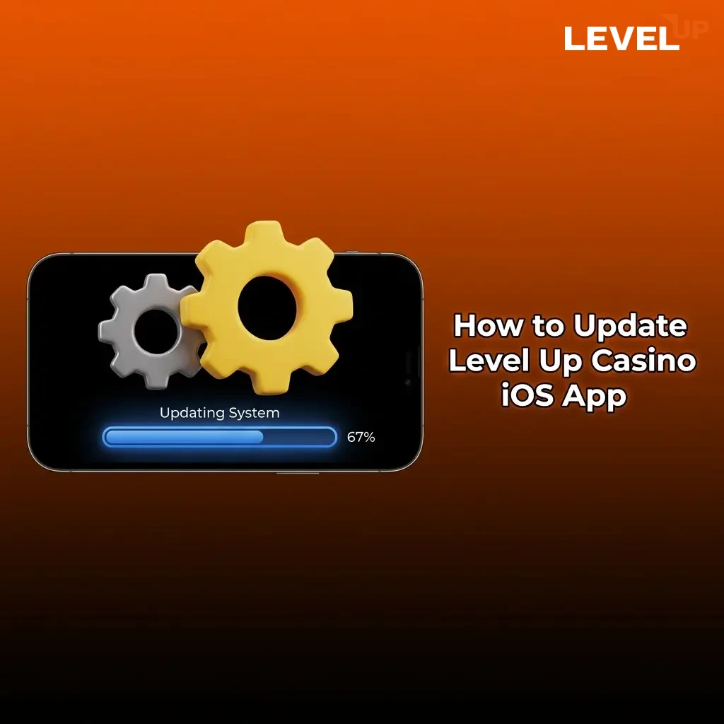 iPhone screen showing Level Up Casino PWA updating automatically via Safari with a stable internet connection