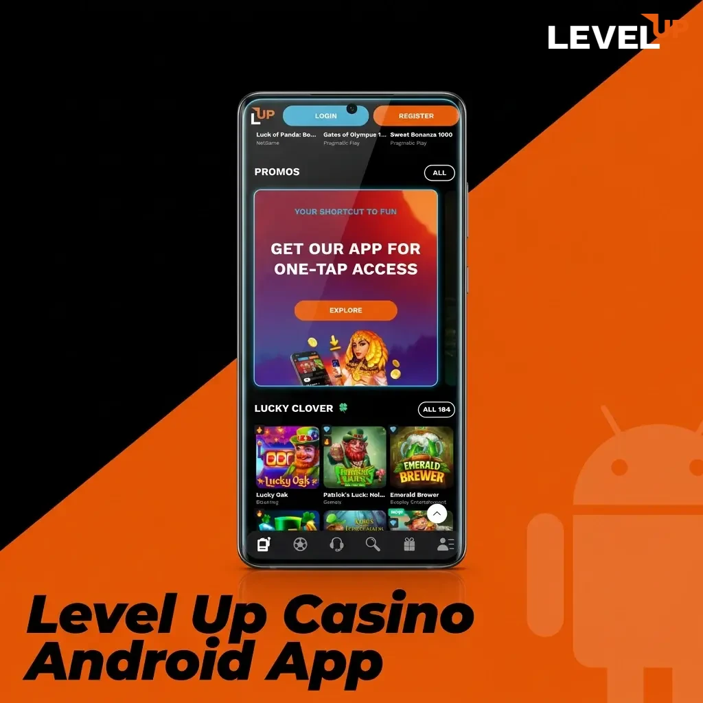 Level Up Casino Android app APK download and installation steps on a mobile device