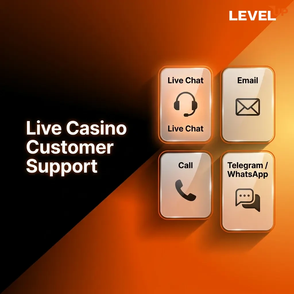 Live casino customer support options including live chat, email, and FAQ help centre available 24/7 for players