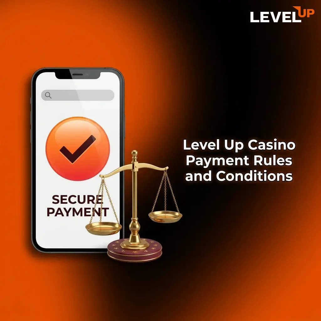 Level Up Casino payment rules covering verification, deposit matching, bonuses, AUD currency, and transaction limits.