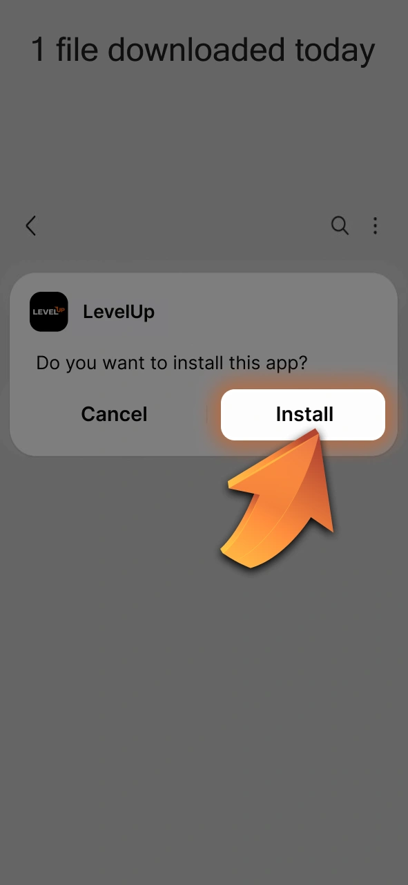 Run the installer setup to configure the mobile application on Android at Level Up.