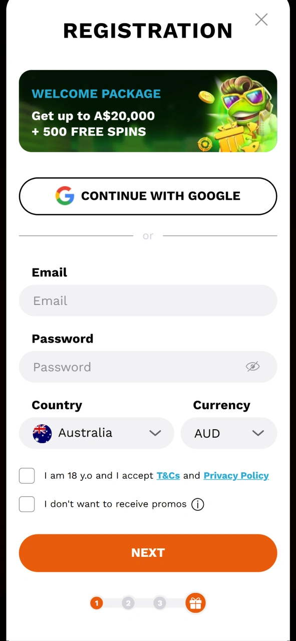 View the mobile phone screenshot showing the clean account sign-up form at Level Up.